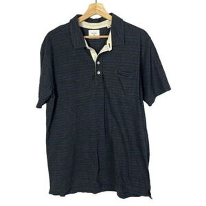 Billy Reid Dark Gray Stripe Polo Short Sleeve Top XXL